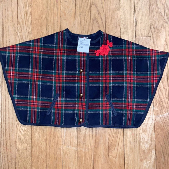 Janie and Jack Other - NWT Janie and Jack Plaid Cape with Flower Embroidery (18-24 Months)